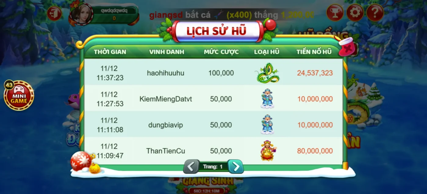 Cập nhật lịch sử hũ liên tục