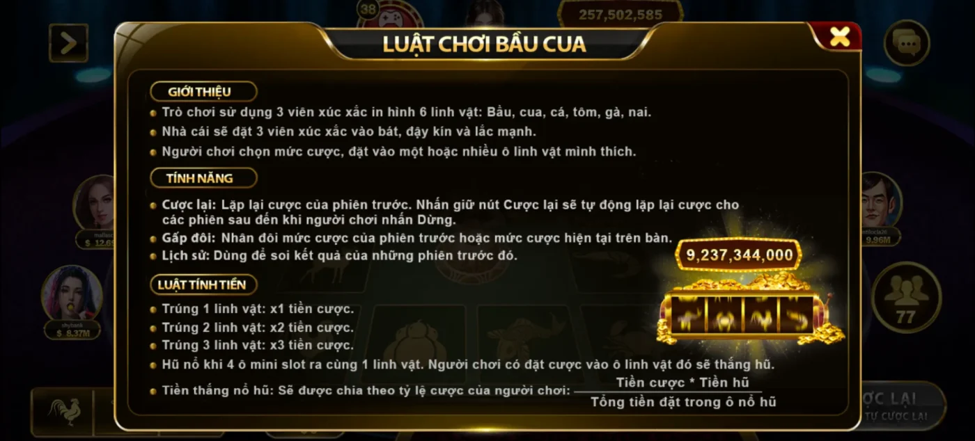 Luật chơi hấp dẫn được trình bày chi tiết