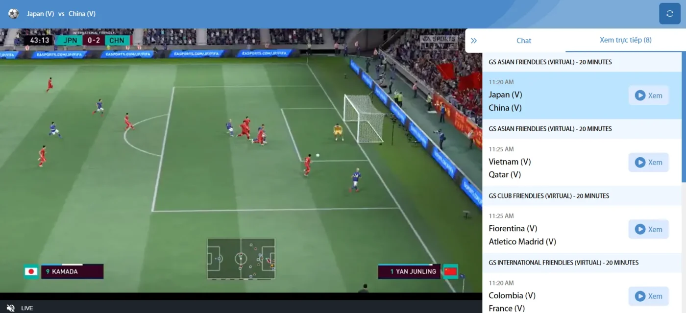Theo dõi trận đấu trực tiếp tại cổng game Hitclub