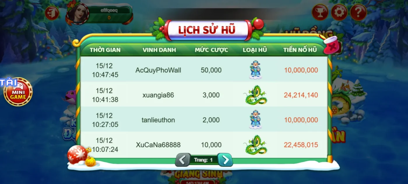 Kiểm tra lịch sử hũ hấp dẫn tại hệ thống