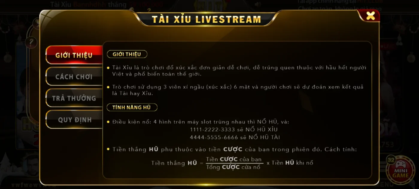 Giới thiệu luật chơi Tài Xỉu Livestream