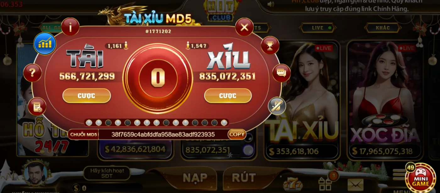 Giao diện ưa nhìn của Tài Xỉu MD5