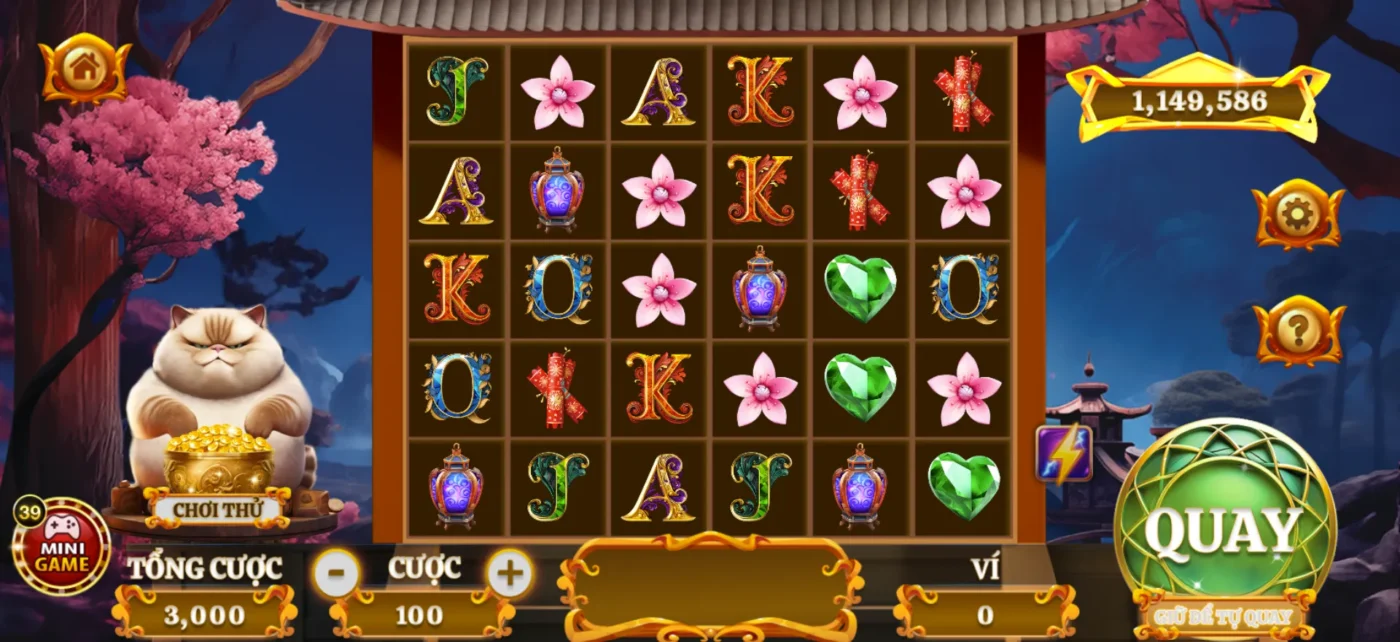 Giao diện có 1 không 2 tại slot Mèo Tài Lộc