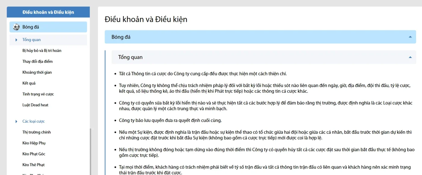 Điều khoản tham gia hiệu quả tại cược thể thao