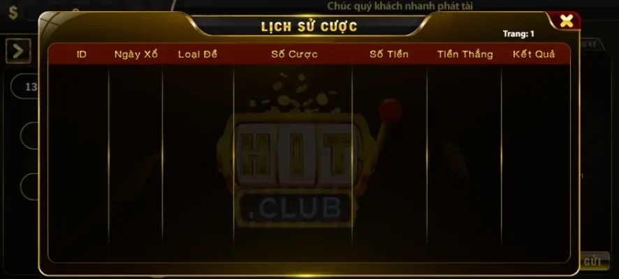 Theo dõi lịch sử cược tại hệ thống