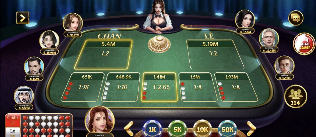 Bàn game chính tại Xóc đĩa - cổng game Hit club