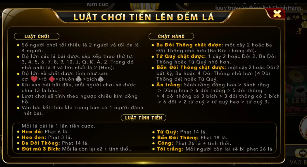 Tiến Lên Đếm Lá Hit club và luật chơi