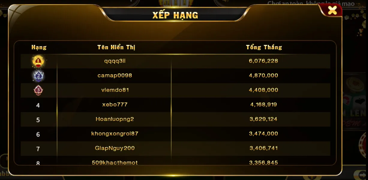 Tiến Lên Đếm Lá Hitclub bảng xếp hạng