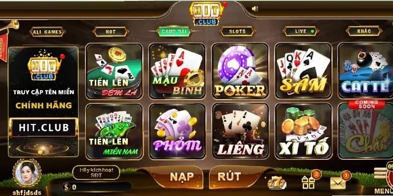 Kho tàng game của Hitclub đa dạng