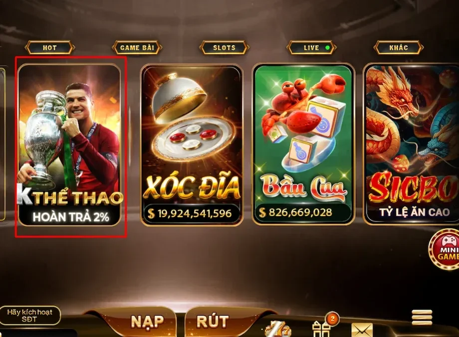 Sảnh K Thể Thao có kèo cược hấp dẫn, hoàn trả đến 2%