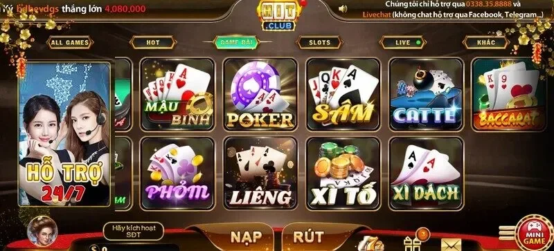 Thế giới game bài Hitclub nhiều trò chơi thử thách, đấu trí