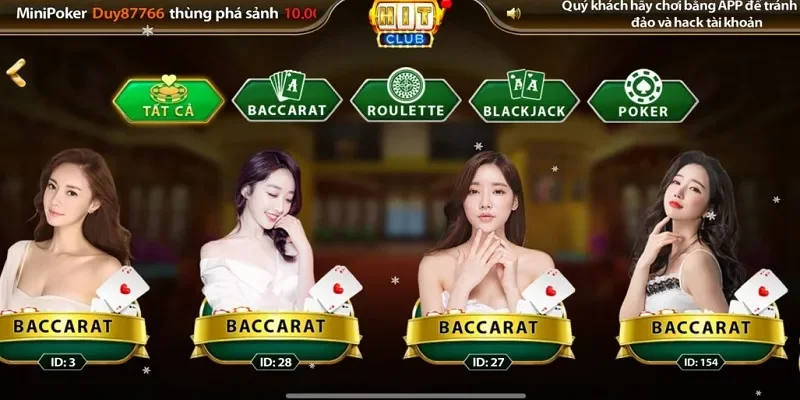 Thỏa mãn đam mê với game casino online Hitclub